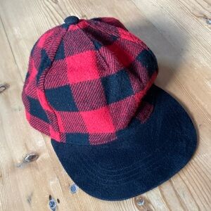 Child’s Red Black Buffalo Plaid Suede Baseball Cap Adjustable